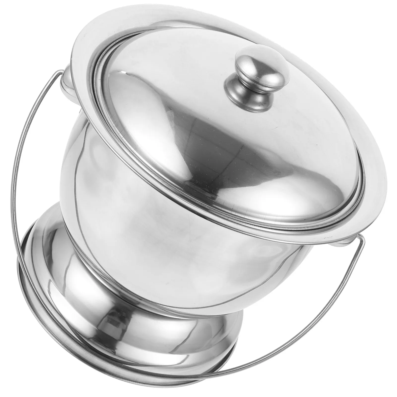 1Set Stainless Steel Reusable Spittoon with Lid Portable Urinal for Elderly Pregnant Women Teens Adults Odor Proof Easy Clean