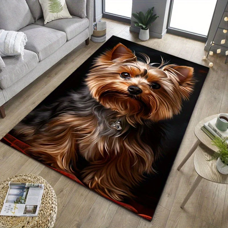 Cute Yorkshire Terrier Doormat, Realistic Puppy Entrance Rug, Dog Lover Floor Mat, Non-slip Living Room Carpet, Pet Home Decor