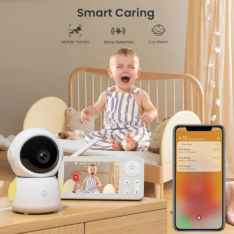 

MY07 WiFi Motion Tracking ONVIF Security Camera Remote Two-Way Intercom RGB Night Light Two-Way Intercom Alexa Baby Monitor HD