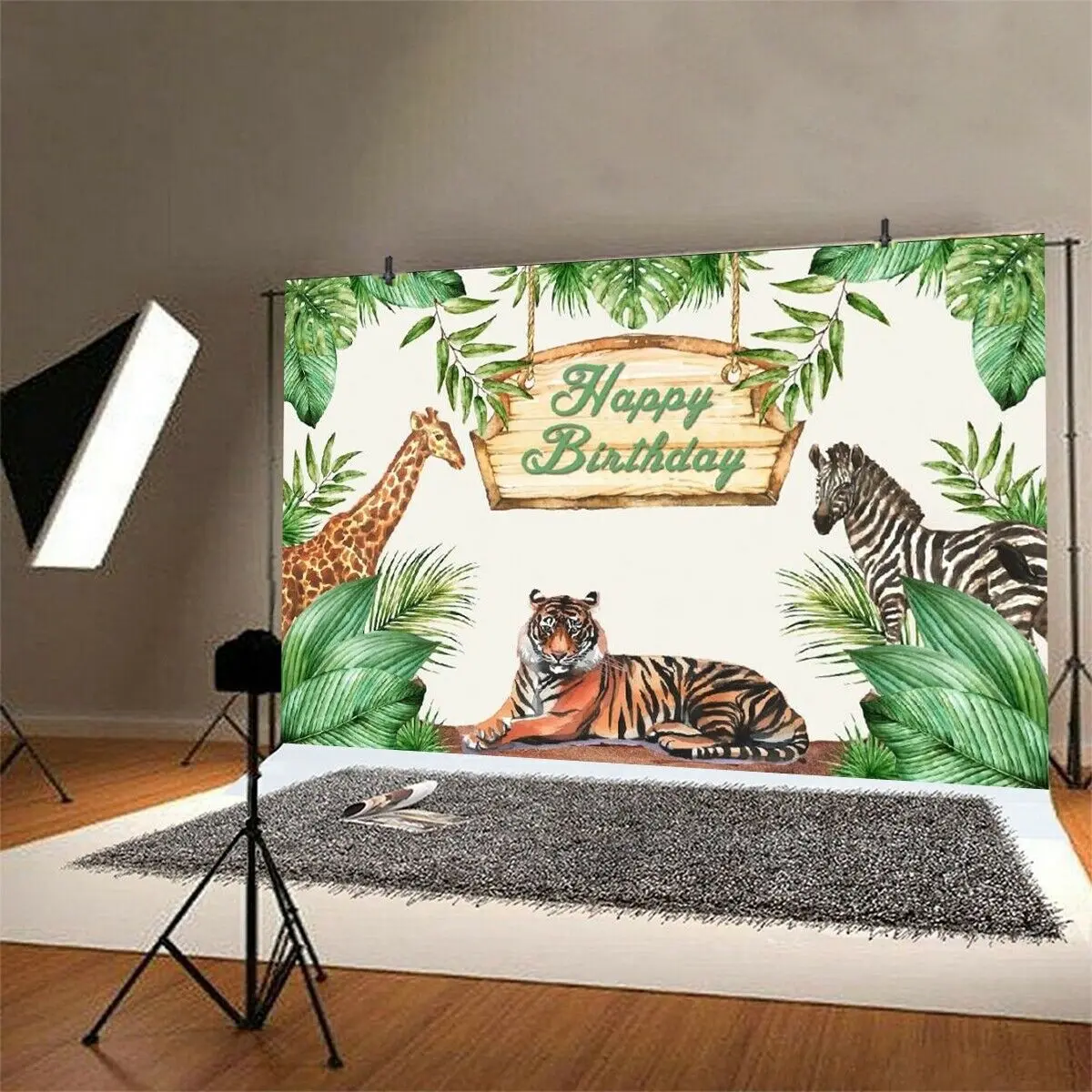 Wild Backdrop Jungle Safari Animal Happy Birthday Party Photo Background