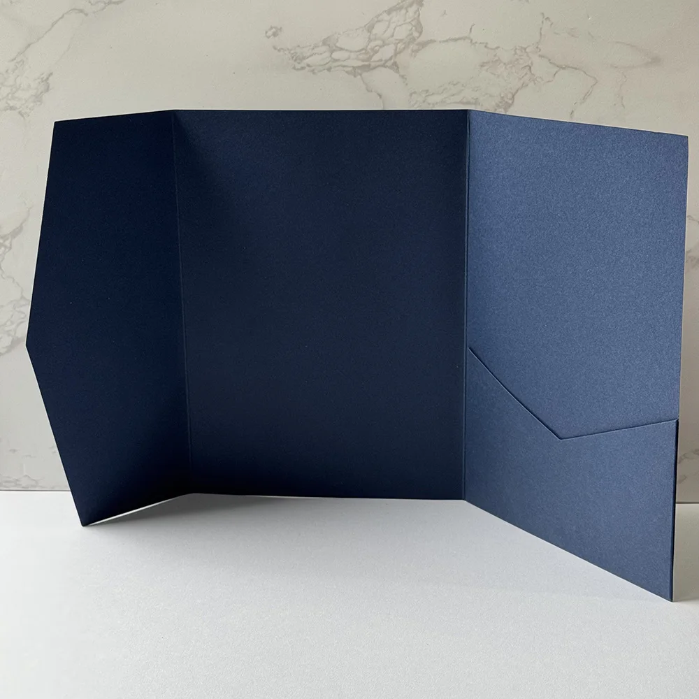 25pcs Blank Pocketfold Card Invitation DIY wedding paper envelope，NAVY BLUE