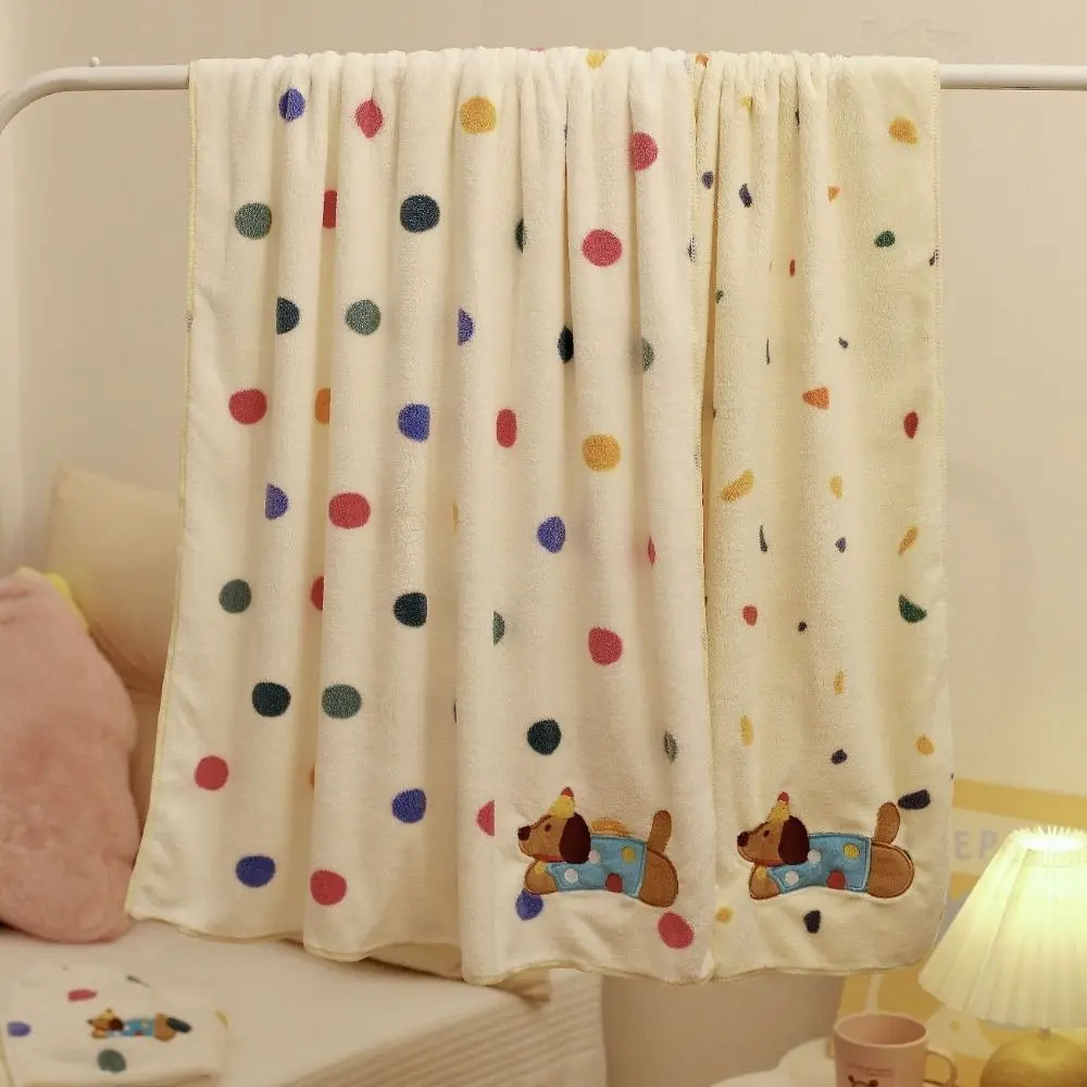 

Household Cartoon Puppy Coral Fleece Bath Towel Absorbent Thickened Soft Towel Set Large Size Quick Dry Pool Towel Daily Use