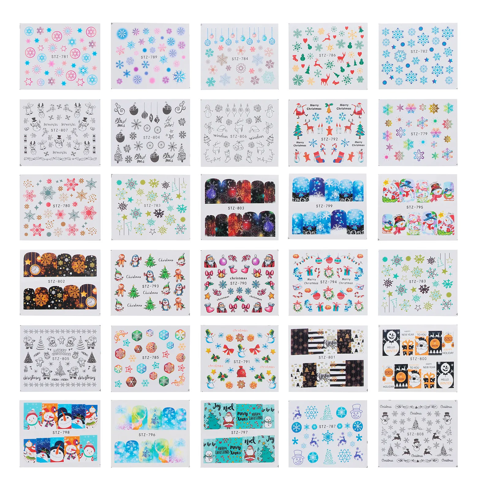 

60pcs Christmas Art Stickers Snowflake Santa Claus Festival Manicure Decals Xmas Nail Stickers Nail Art Decor