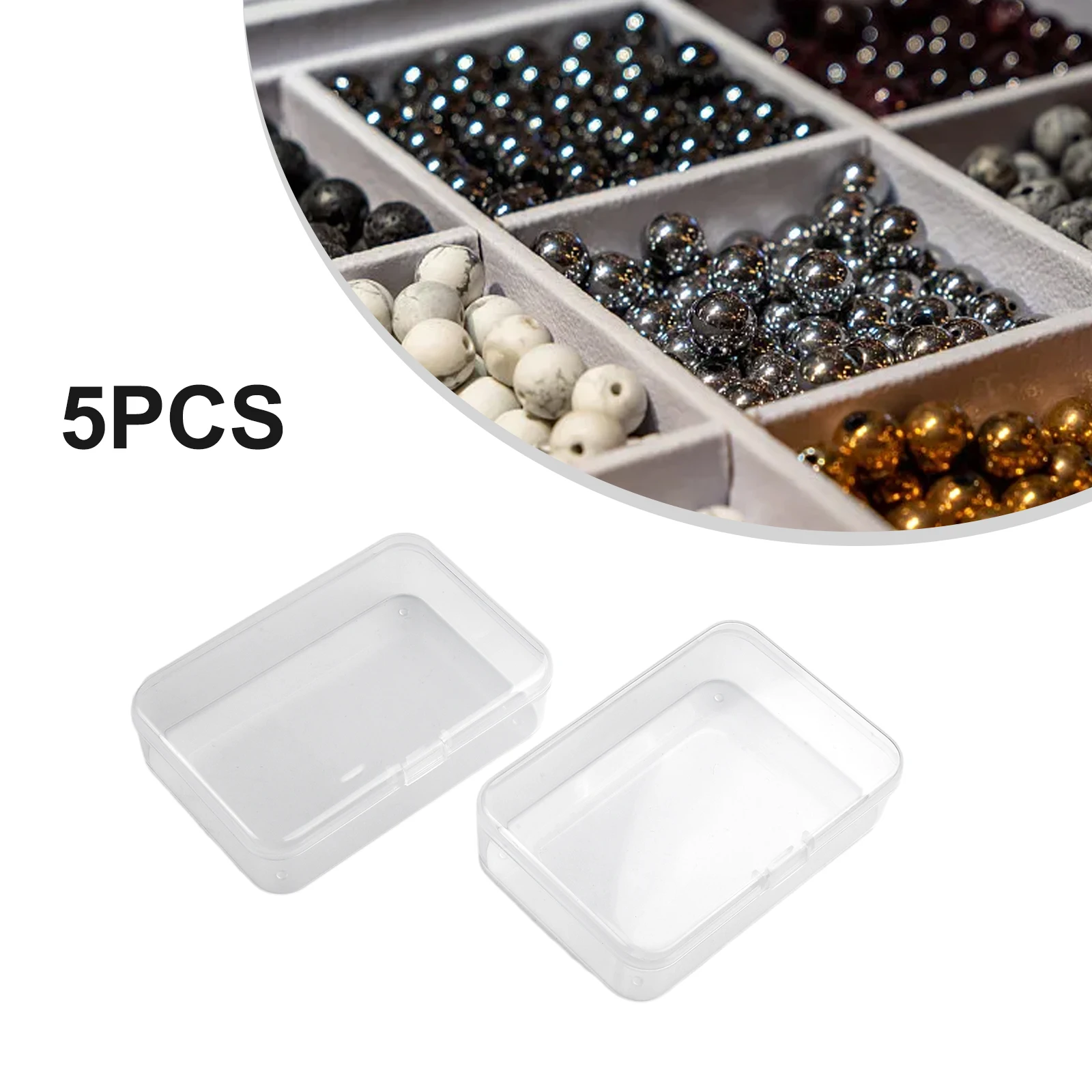 

5PCS Transparent Plastic Storage Box Rectangle Jewelry Cosmetics Sundries Earring Organizer Multifunction ID Card Case Container