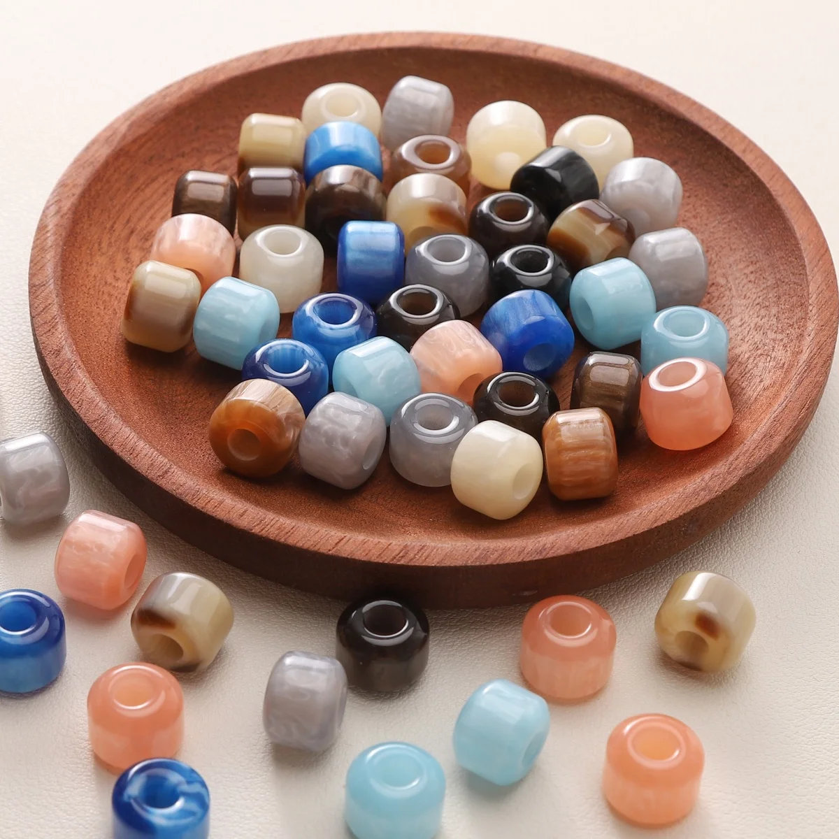 5Pcs/Bag Resin Large Hole Barrel Beads 12x10mm Gold Foil Effect Loose Beads for DIY Bracelet Keychain Jewelry Making Accessories