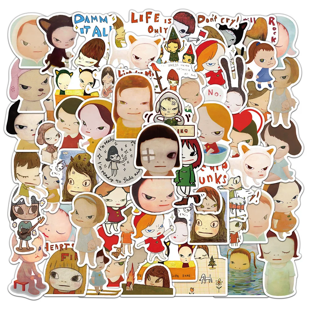 50PCS Cute Nara Yoshitomo Cartoon Stickers Decal Decoration Suitcase Scrapbook Phone Laptop Stationery Cool Kid Sticker