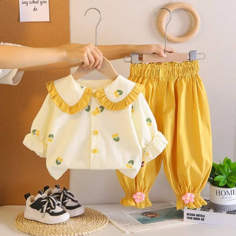 

New Spring Autumn Baby Clothes Children Long Sleeved Shirt Pants 2Pcs/Sets Kids Girls Clothing Infant Costume Toddler Tracksuits
