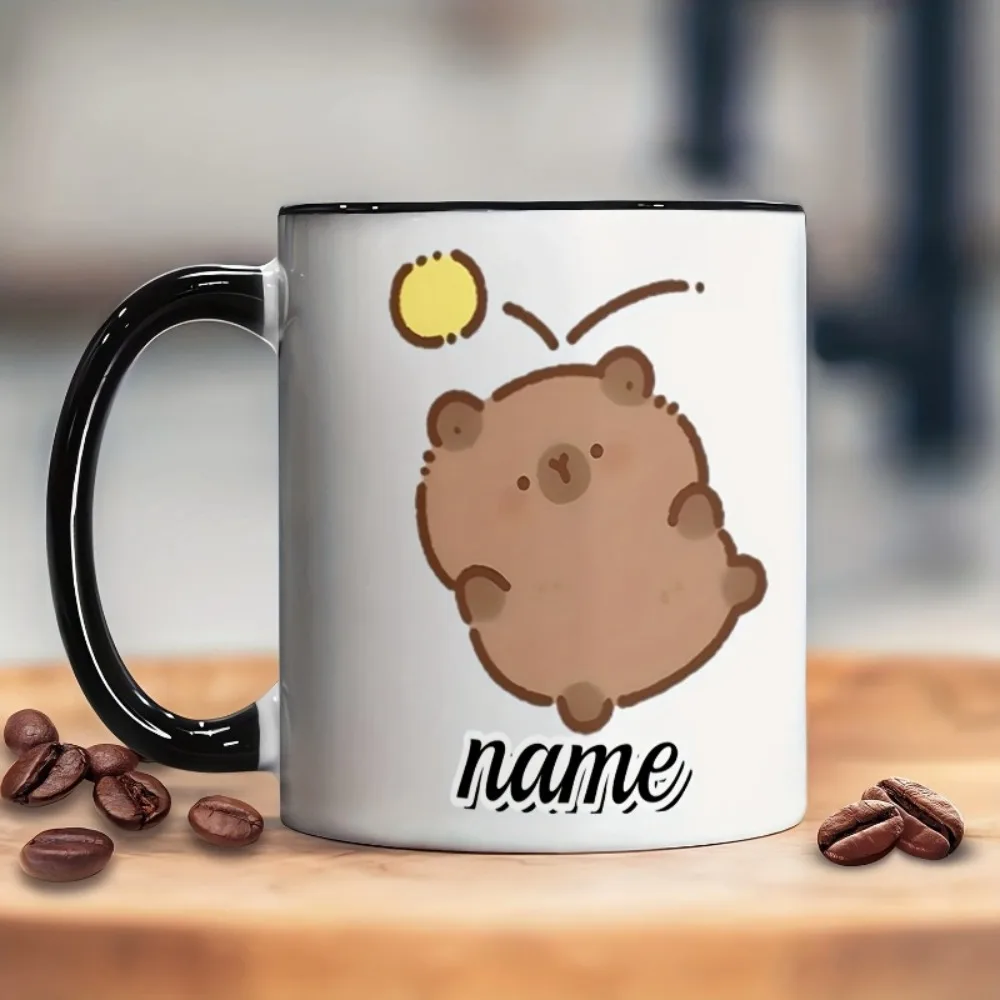Custom Capybara Ceramic Cup Personalized Name Hand Wash Only Reusable Hot Cold Drink Perfect Birthday Holiday Valentine Christma