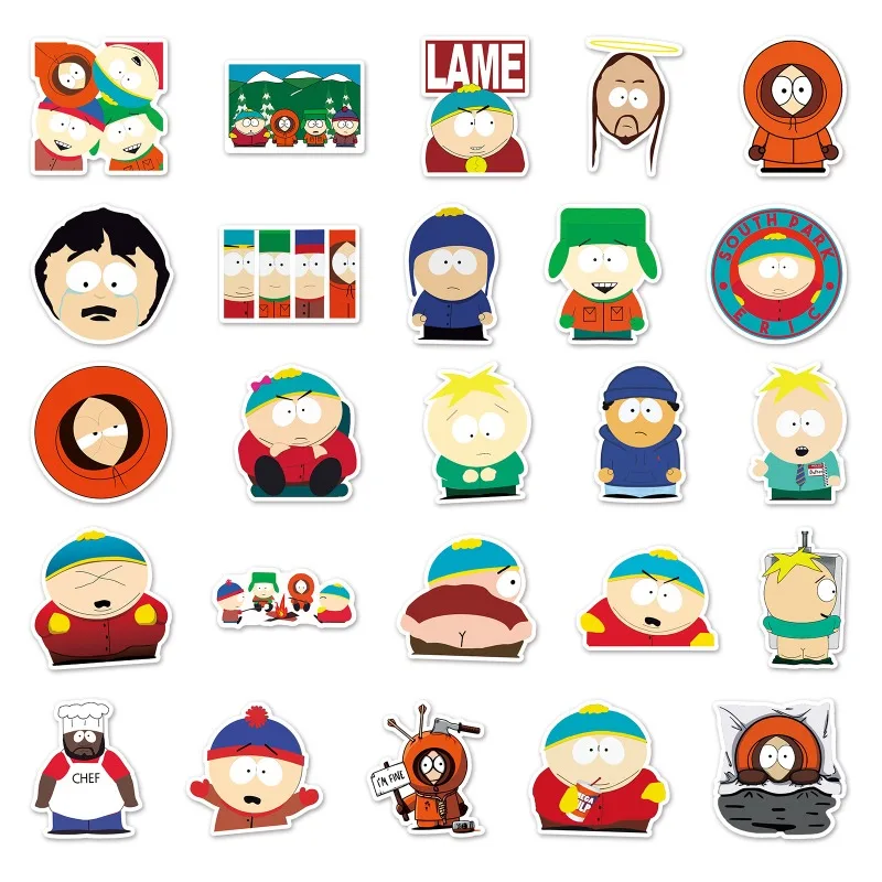 50pcs South Park Cartoon Graffiti Stickers Suitcase Water Cup Stationery Car Scooter Laptop Refrigerator Decorative Stickers