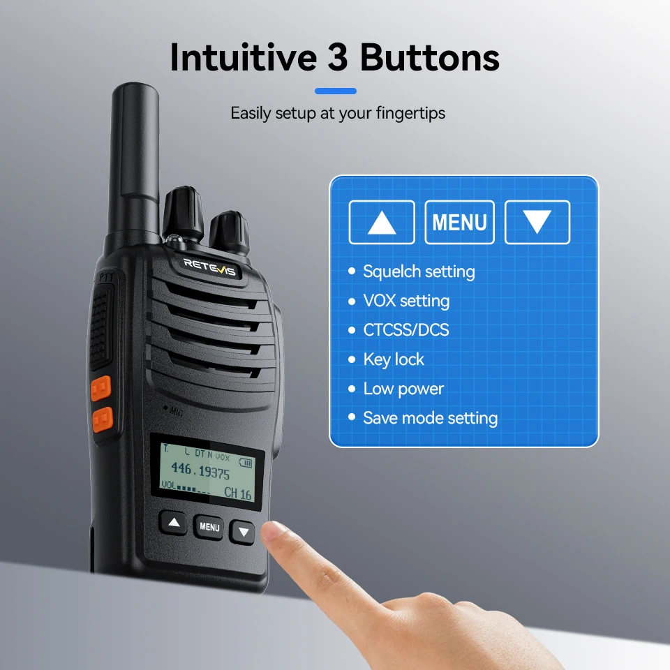 Retevis H777D Walkie Talkie Portabel 4/6 Buah PMR Radio Dua Arah Bebas Lisensi Dapat Diisi Ulang Layar LCD VOX untuk Keamanan Restoran