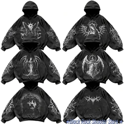 Harajuku y2k tops gothic punk demon girl print hoodies women oversized streetwear sweatshirt hoodie couples new goth clothes