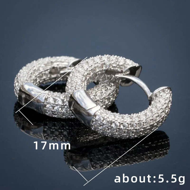 Punk Men Women Circle Hoop Earrings Shiny White Zircon Simple Daily Wear Small Earrings Wedding Party Fashion Jewelry Gifts