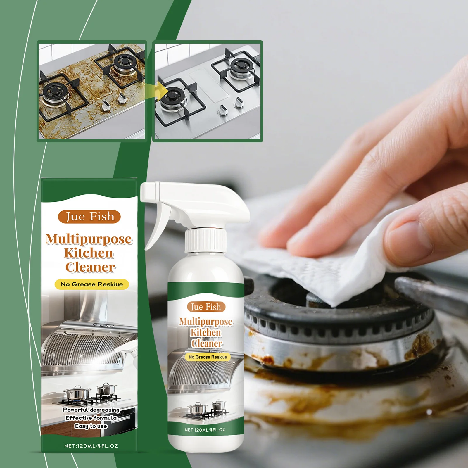 بخاخ مزيل الشحوم القوي 120 مل للاستخدام في المطبخ، مزيل الأوساخ للتنظيف المنزلي، منظف محمول مريح للعائلة المنزلية #1