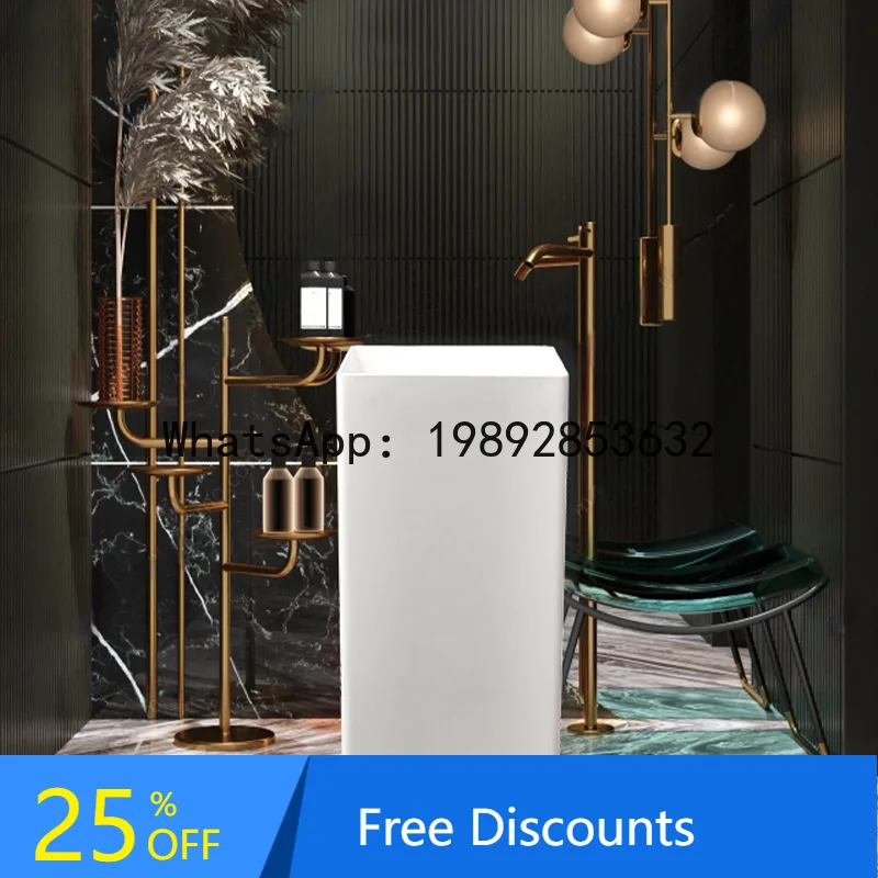 

Modern Minimalist Floor-Standing Pedestal Basin with Faucet Hole for Outdoor Balcony Integrated Washing