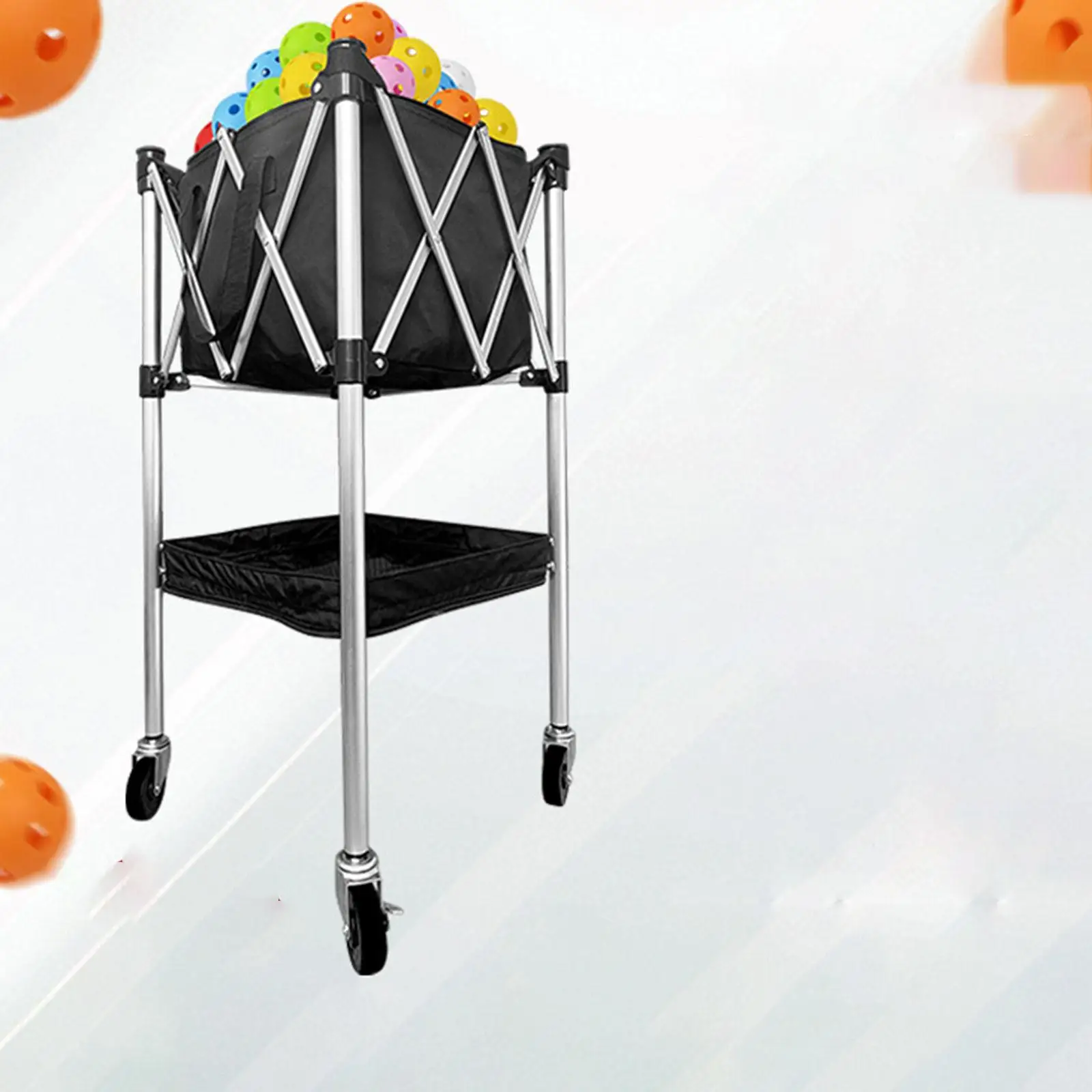

Aluminum Alloy Tennis Ball Storage Cart with Silent Wheels for Easy Ball Collection on Sports Courts