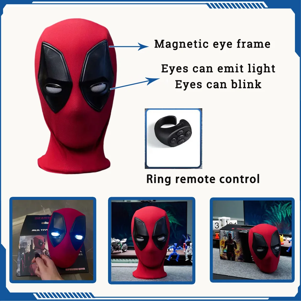 

Deadpool Headgear Cosplay Deadpool Mask Mobile Eye Remote Control Electronic Nylon Helmet Adult Halloween Party Carnival Props