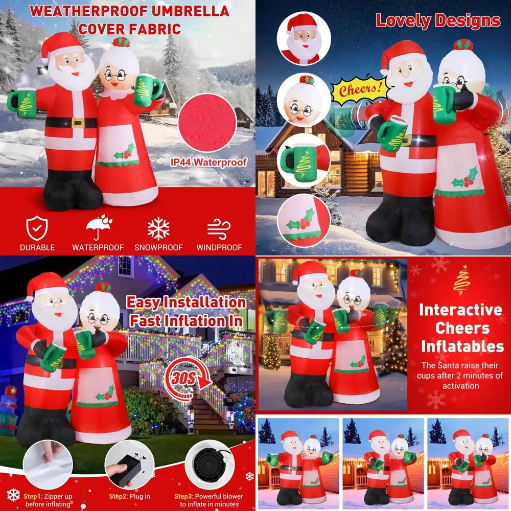 

Рождественские надувные уличные украшения Санта-Клауса со светодиодной подсветкой для газона и сада