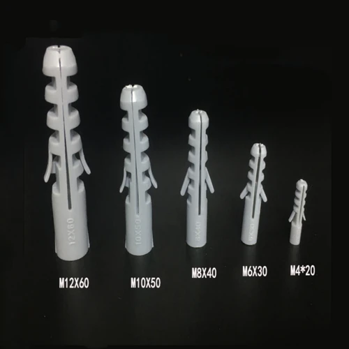 Imagen 2 del producto 10 ~ 100 Uds tubo de expansión de plástico tapones de anclajes de pared tornillo autorroscante gris tubo de nailon M4 M5 M6 M8 M10 M12 M14