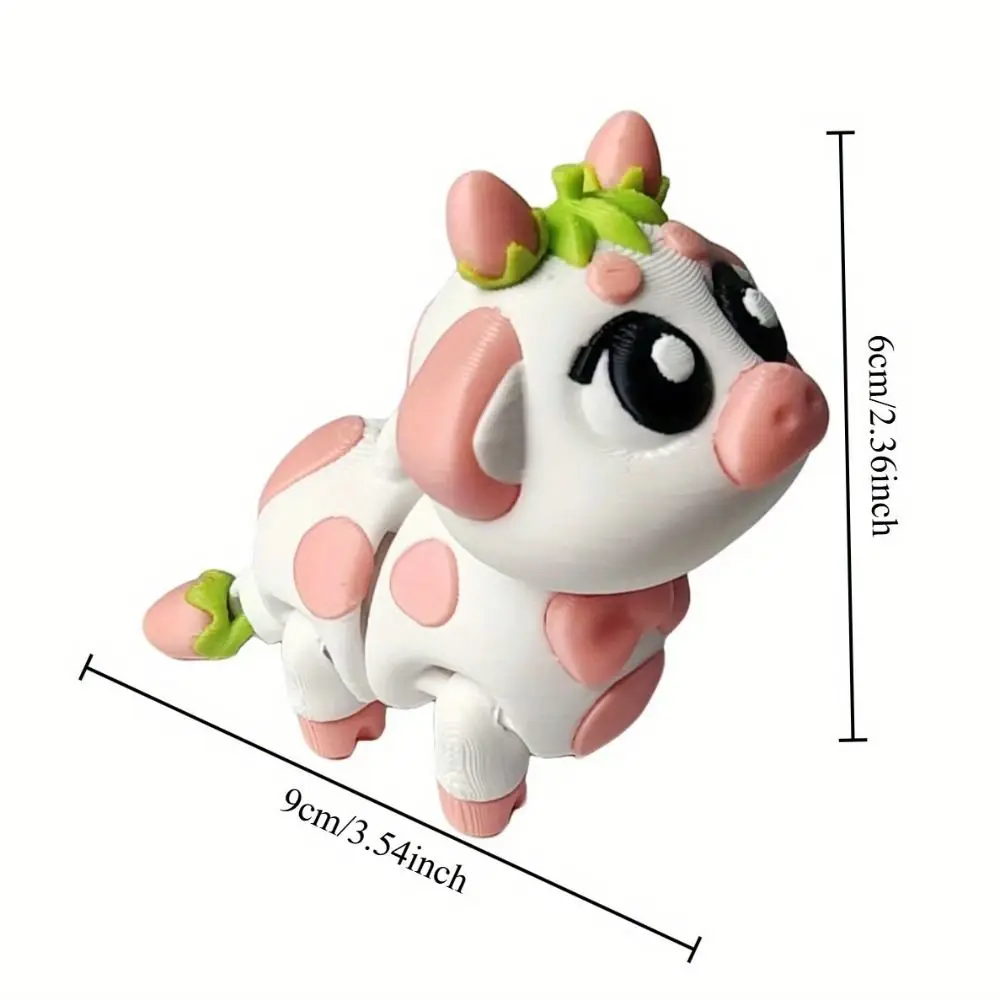 Pink/Yellow Color 3D Printing Cow Model Cute Style Handicraft 3D Printing Rabbit Figure Simulation Figure Bow