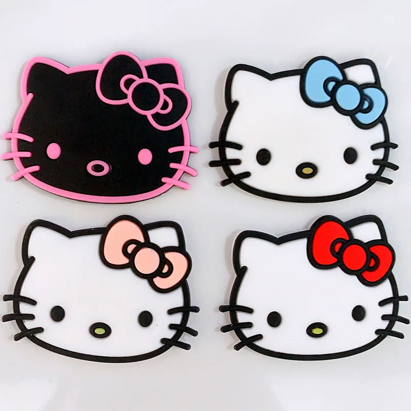 4-9PCS cute big head hello kitty Shoe Charm Mix Wholesale PVC Decor Buckle Clog Bag Wristband Detachable Waterproof party Gift