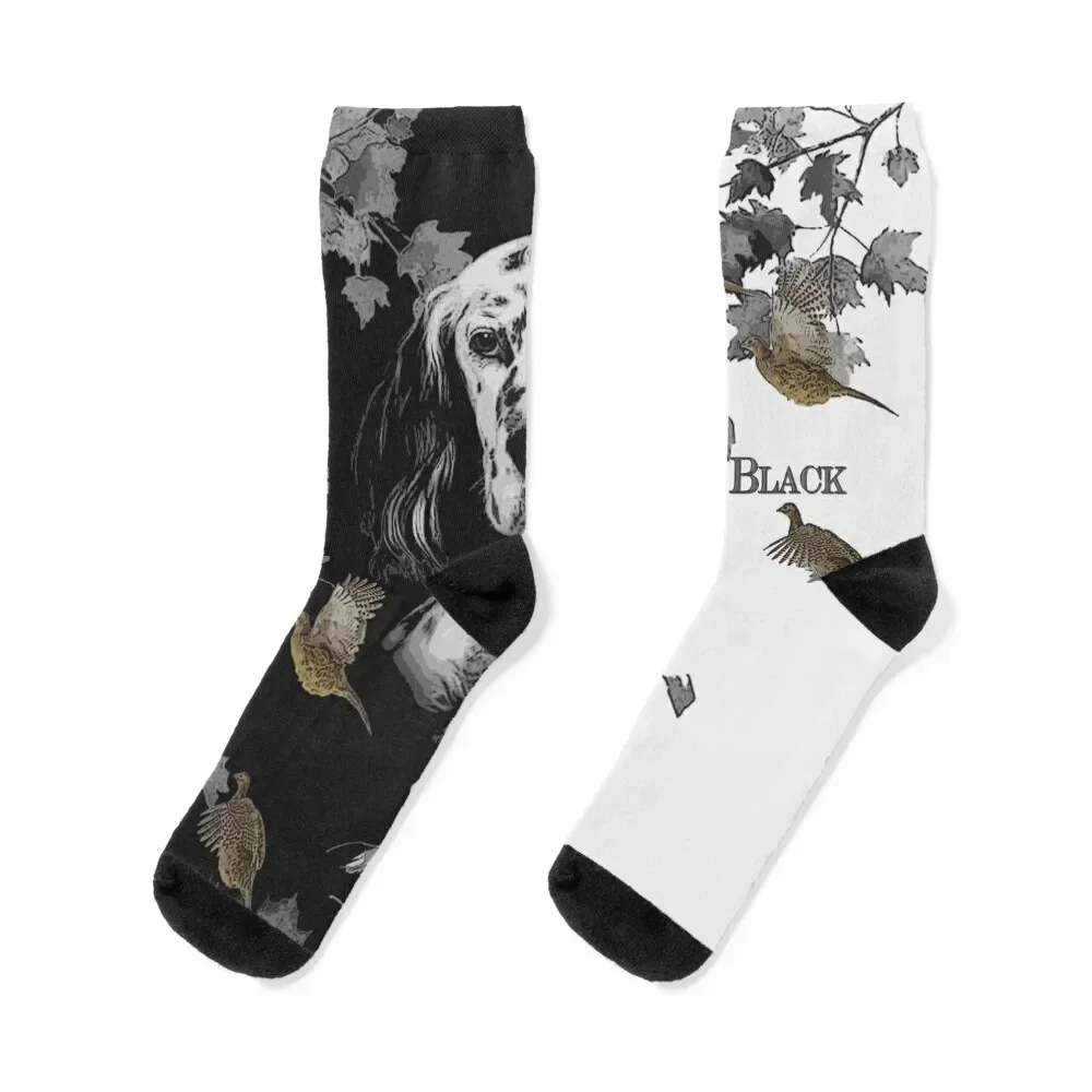 

Black and white English setter Socks Novelties anti-slip Stockings fashionable Socks For Men Women's