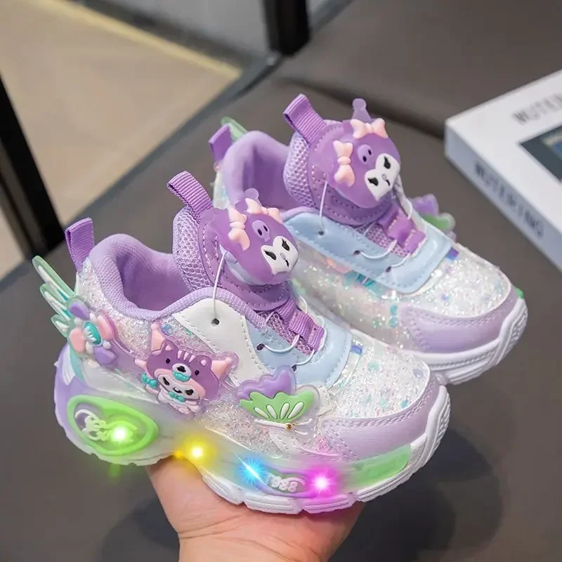 

Sweet Kuromi Anime Kawaii Sanrio Y2k Sports Shoes Cute Cartoon Children Princess Lights Breathable Comfortable Sneakers Gifts