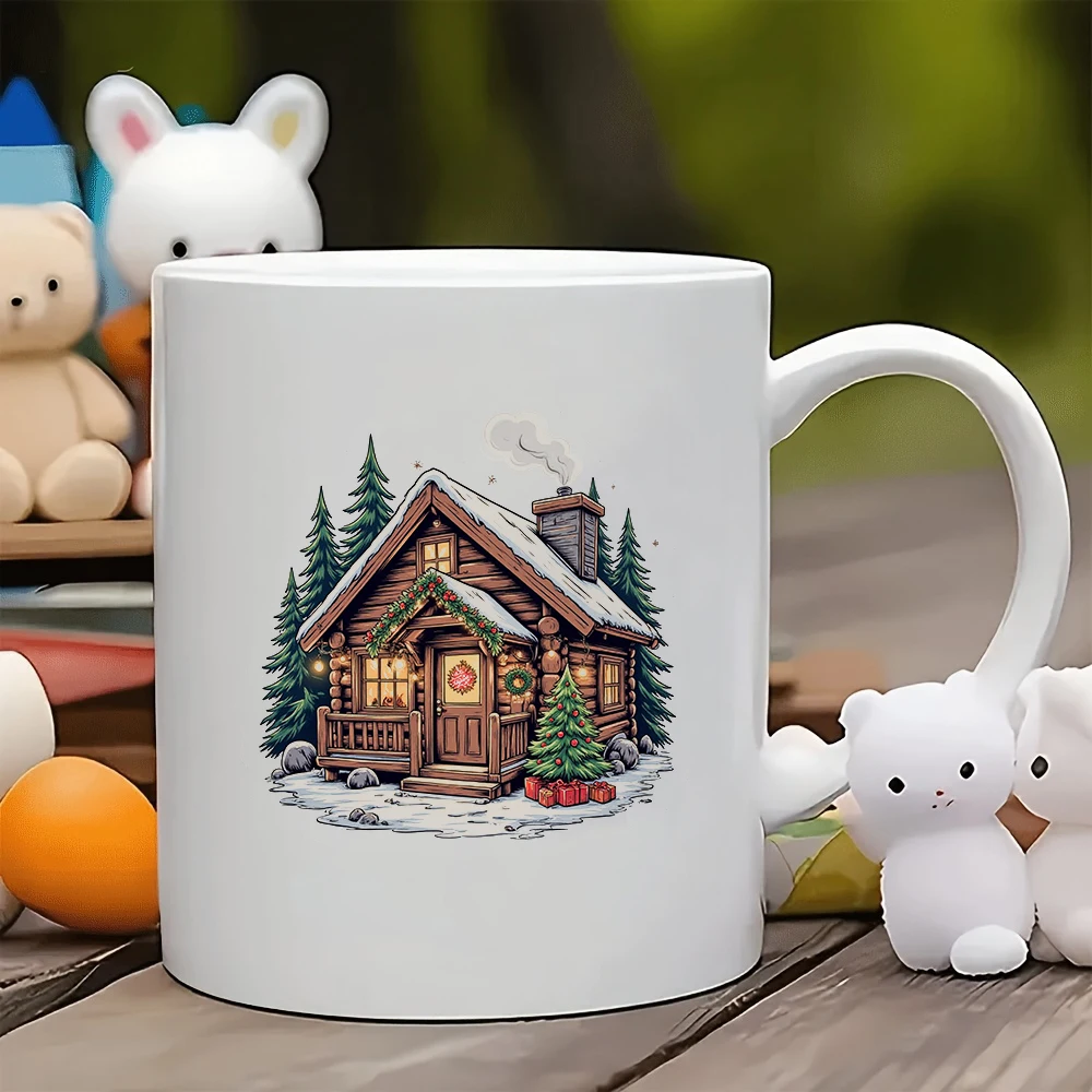 

11oz cartoon winter cabin mug Christmas gift kids cup family office coffee mug