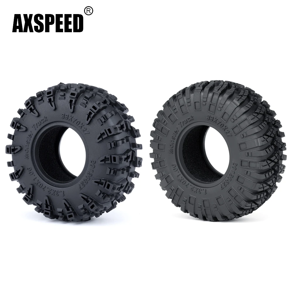 AXSPEED 4Pcs 33*70*27mm Swamper Mud Terrain Rubber Wheel Tires for Axial SCX24 1/24 TRX-4M 1/18 RC Crawler Car Upgrade Parts