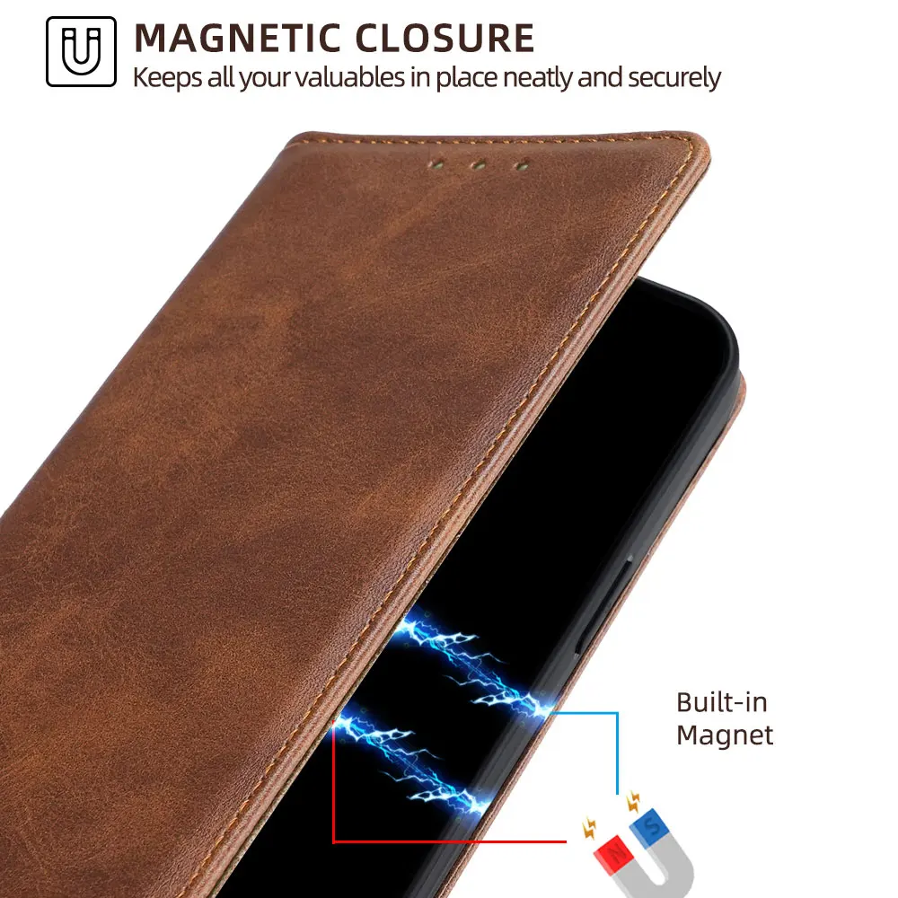 Wallet With Card Slots Holder Magnetic Flip Leather Book Case for Motorola E14 G64 G64Y G85 G54 Moto G Power G Play G 5G 2024