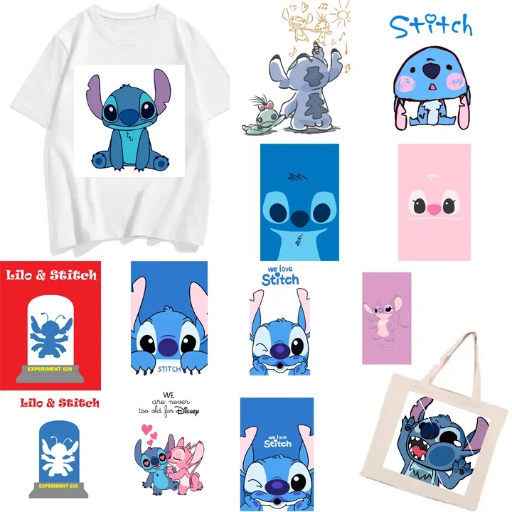 Disney Stitch Children Classic Animated Cartoon Clothing Hot Stamping Sticker Youth Creative Handmade Birthday Gift Decoration24