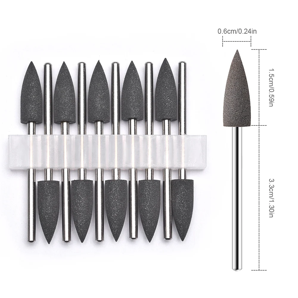 10 Stuks Rubber Nail Boren Grijs Elektrische Nagelvijl Polijstmachine Frees Manicure Pedicure Nail Buffer Polijstmachine Grinder Tool