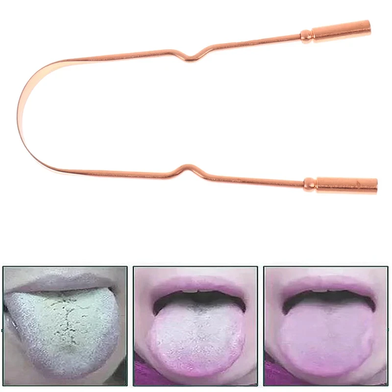 100Pcs Pure Copper Tongue Scraper Oral Cleaner Brush Fresh Cleaning Hygiene High Quality Tounge Scraper