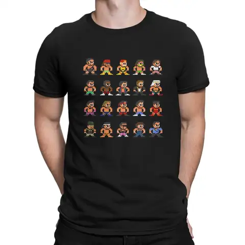 80s WWF 8 Bit Pixel Art T-Shirts for Men Wrestling Leisure 100% Cotton Tees Round Collar Short Sleeve T Shirt Gift Tops