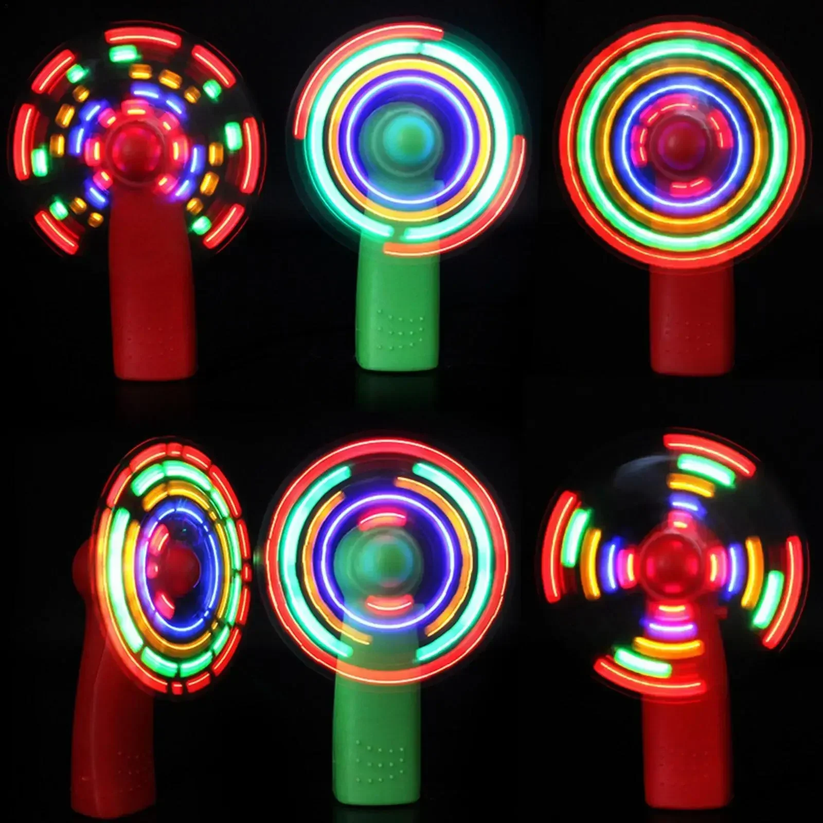 1PC Mini Fan Luminous Toy Colorful Lights Handheld Electric Cooling Fan Changing LED Light Concert Props Toys Kids Colored Fans