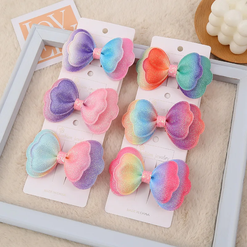 Horquillas con lazo degradado de princesa para niña, pinzas para el pelo, pasadores, accesorios para el cabello, 1 unidad