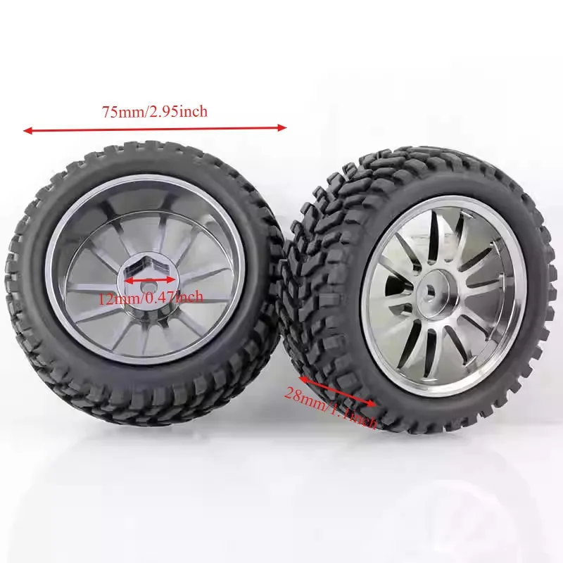 

75mm Off Road Buggy Tires Wheel 12mm Hex Hubs for Wltoys 144001 1/12 1/14 1/10 Scx10 Trxs Trx-4 Tamiya RC Car