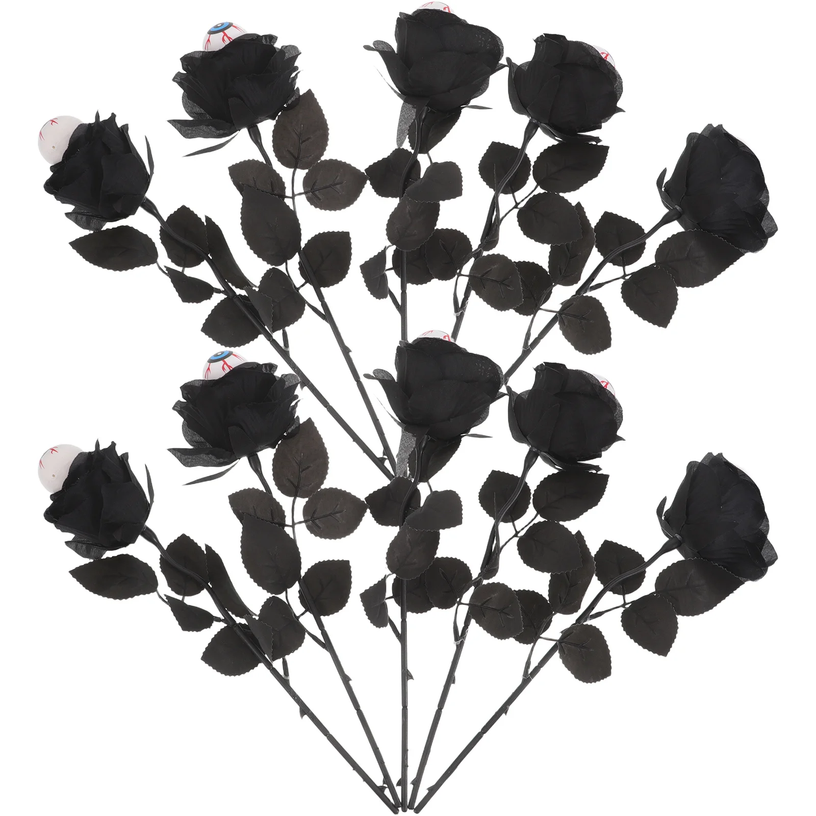 

10Pcs Halloween Black Artificial Rose Bouquet Fake Eyeball Flowers Spooky Decor for Indoor Outdoor Party Faux Outdoor Flowers