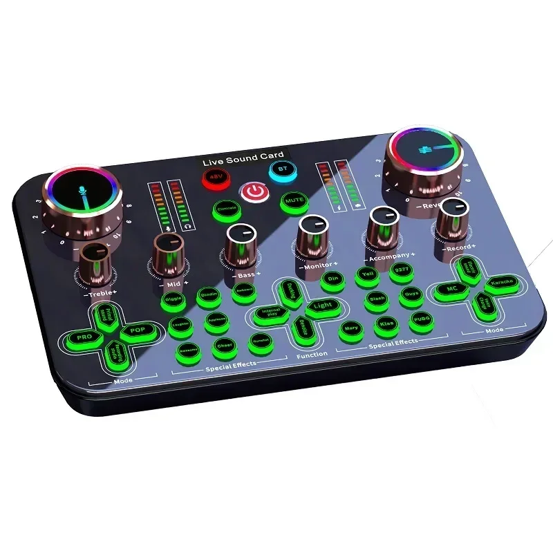 

Professional 48V Microphone Sound Card DJ16 Live Broadcast Audio Mixer For Mobilephone Karaoke Singing Equipment K600