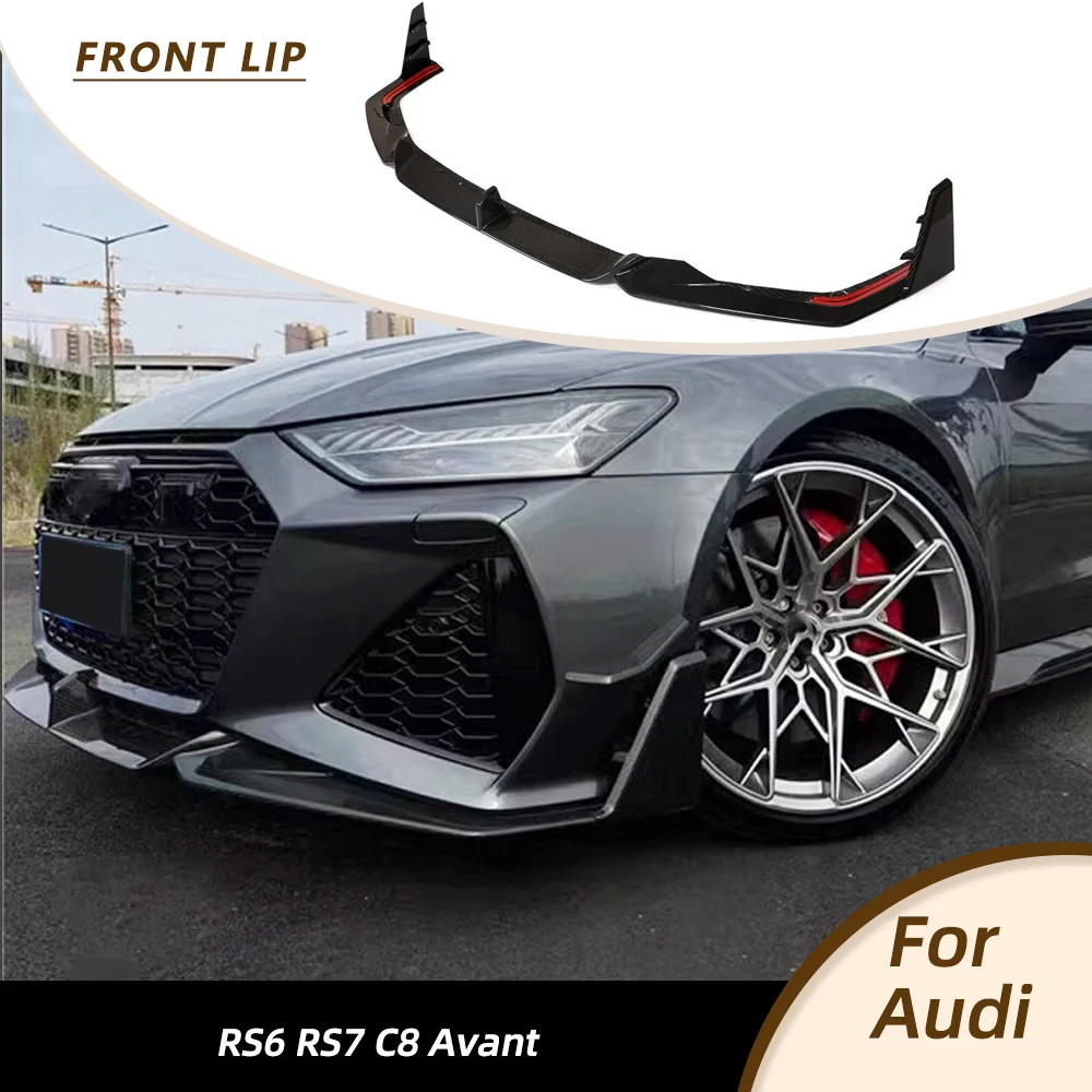 

Car Front Lip Splitters for Audi RS6 RS7 C8 Hatchback 2020-2022 Front Bumper Spoiler Racing Body Kits Prepreg Dry Carbon Fiber