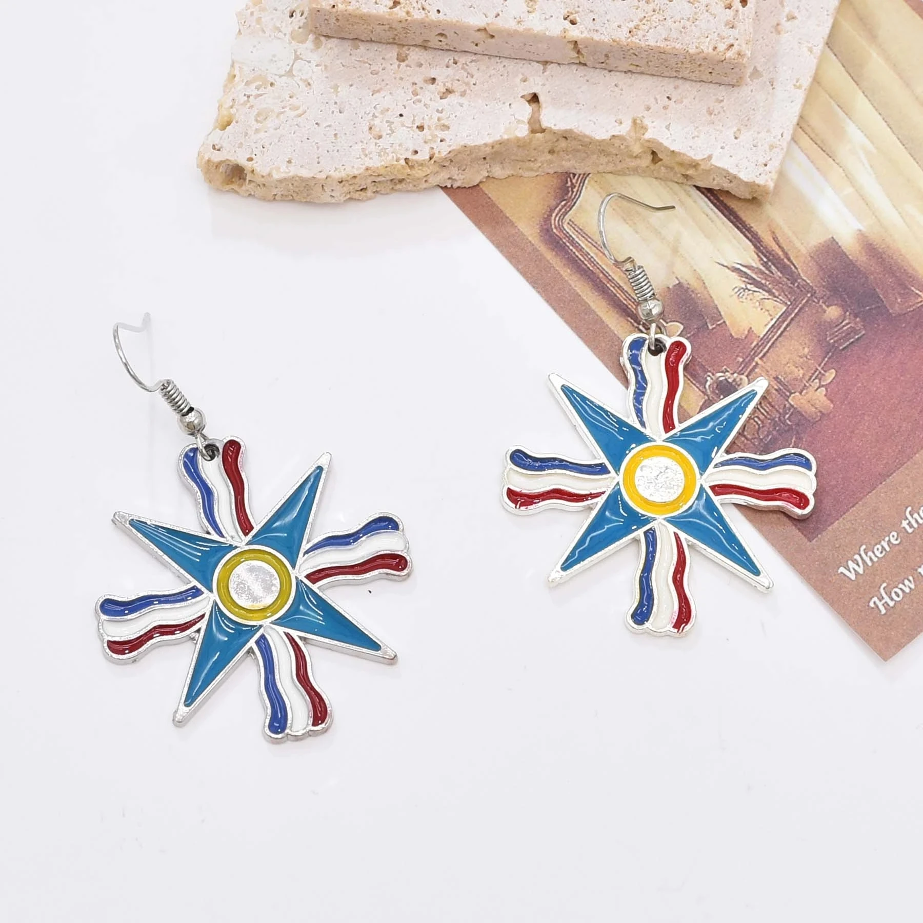 European and American fashion, flag star earrings, perforated earrings, suitable for women, independent personality