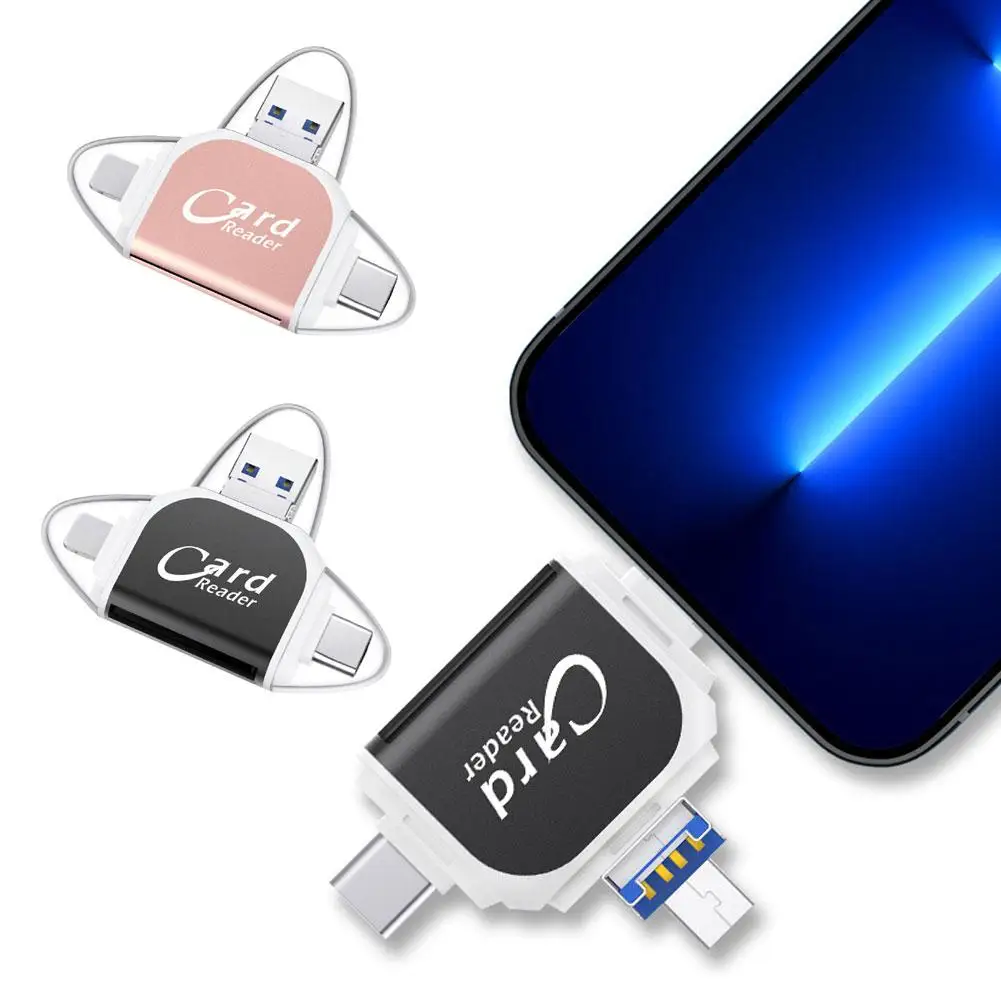 Multi-Port 4 In 1 Universal SD TF Card Reader USB Type C Hub Adapter To View Camera Photos For iPhone Pro G0M8