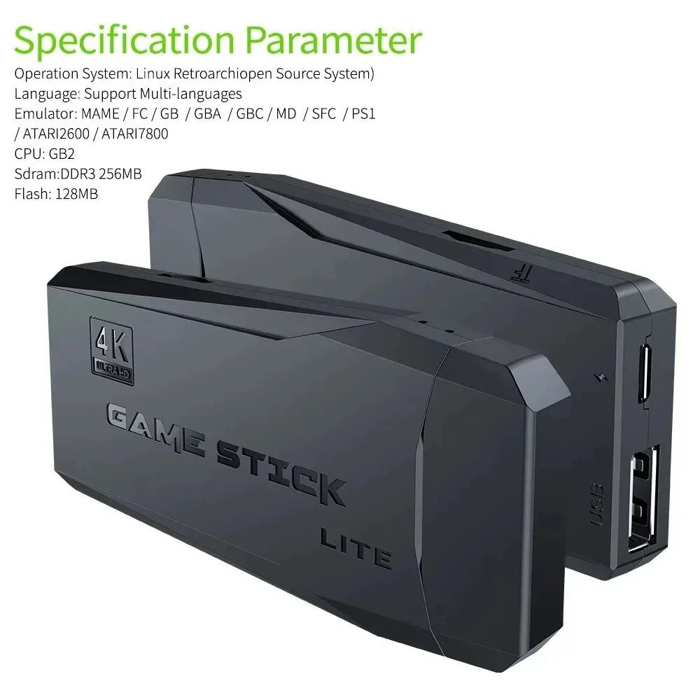 وحدة تحكم ألعاب M8 مدمجة 20000 + 64 جيجابايت وحدة تحكم لاسلكية لشخصين 2.4G عصا 4K HD PS1 GBA فيديو هدية عيد ميلاد للأطفال جديد