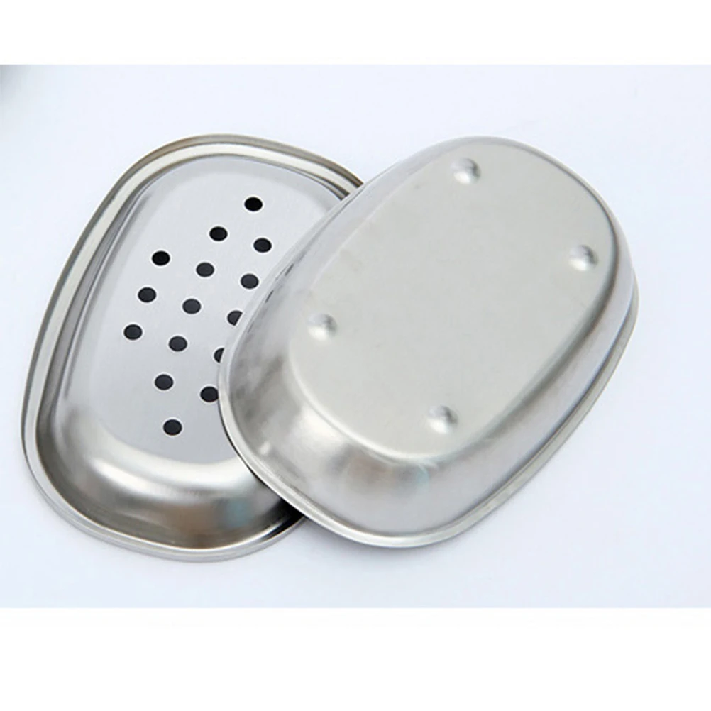 

Double Layer Stainless Steel Soap Dish Tray Removable Draining Soap Box Holder for Bathroom Kitchen Shower Oval Dot