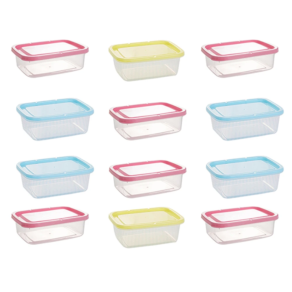 

12pcs 350Ml Transparent Stackable Food Storage Containers Lids Freshness Boxes Kitchen Refrigerator Microwave Travel Lunch Soup
