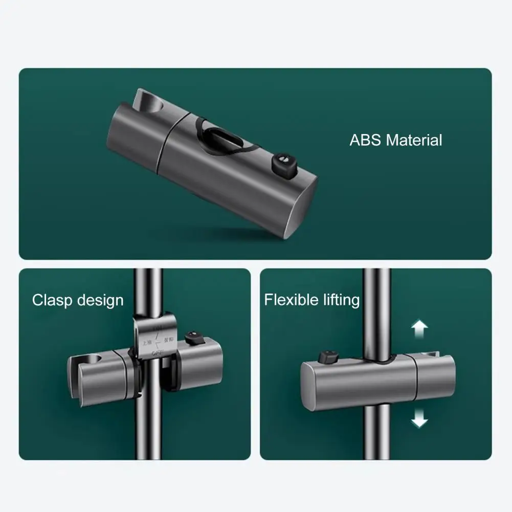 Shower Slide Bar Bracket Adjustable Shower Head Holder with 360-degree Rotation for Slide Bar Easy Install for Experience