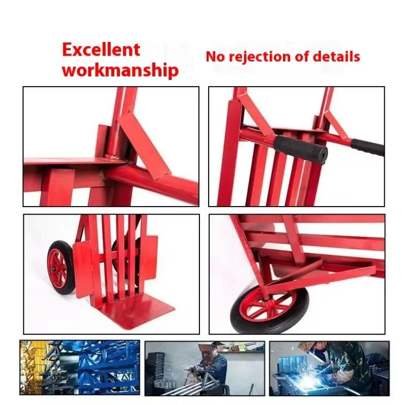 Durable metal material two-wheel agricultural trolley four-wheel structure solid thickened large platform heavy truck
