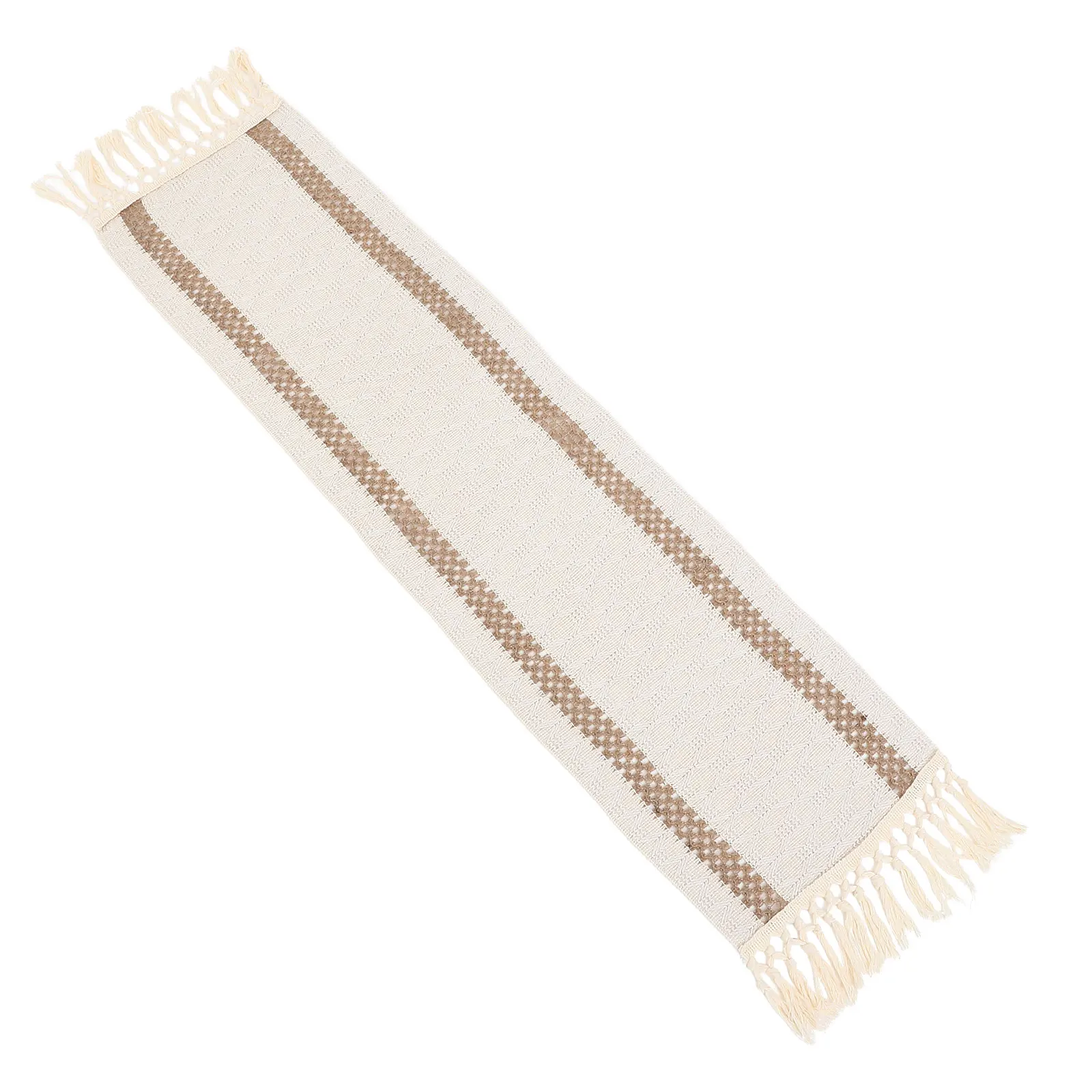 

Boho Cotton Linen Table Runner Knotted Tassels Rustic Dining Table Decor Vintage Wedding Party Tablecloth