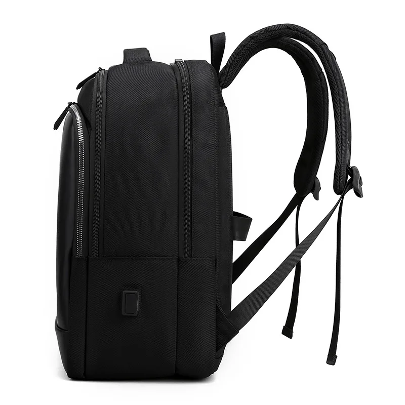 Mens Business Backpack USB Charging Waterproof Male 15.6inch Laptop Bags PU Leather Multifunctional Backpacks