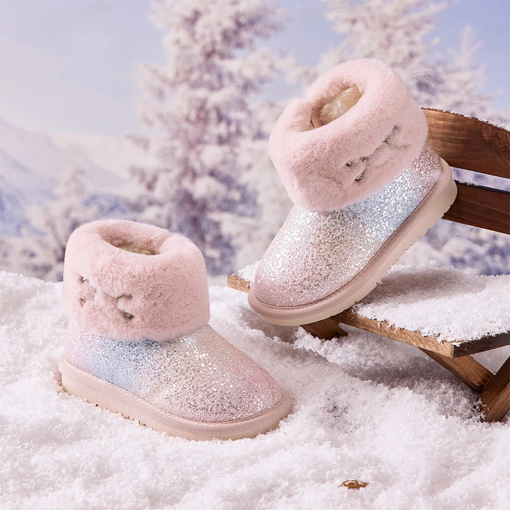 Dave Bella Children Snow Boots Winter Autumn Kids' Thick Warm Shoes Plush Ankle Boots Non-slip Footwear Uggs For Girls DB4254413