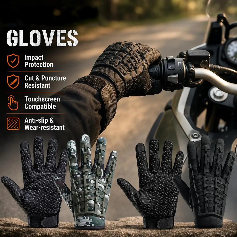 Tactical Gloves Touchscreen Motorcycle Riding Gloves Impact Protection Anti Slip Cycling Full Finger Outdoor Sports Gloves